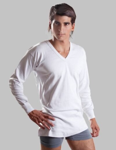 203 - Camiseta Interlock M Larga Escote V - 38 al 50