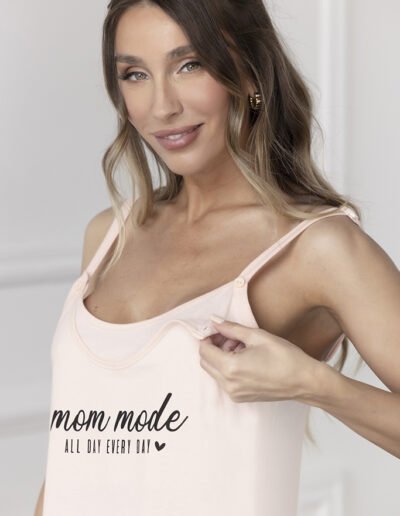 26200 - Camisón maternal de jersey con taza de lactancia y mañanita - S al XL - Gris Melange, Rosa - 2