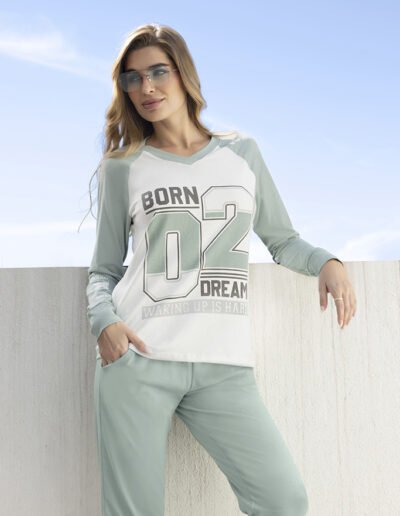 26316 - Pijama de jersey - S al XL - Rosa Viejo, Topo Melange, Verde, Azul