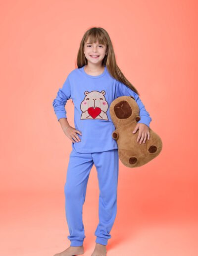 26557 - Pijama de nena en interlock con aplique bordado - 4 al 8 - Rosa, Lila - 2